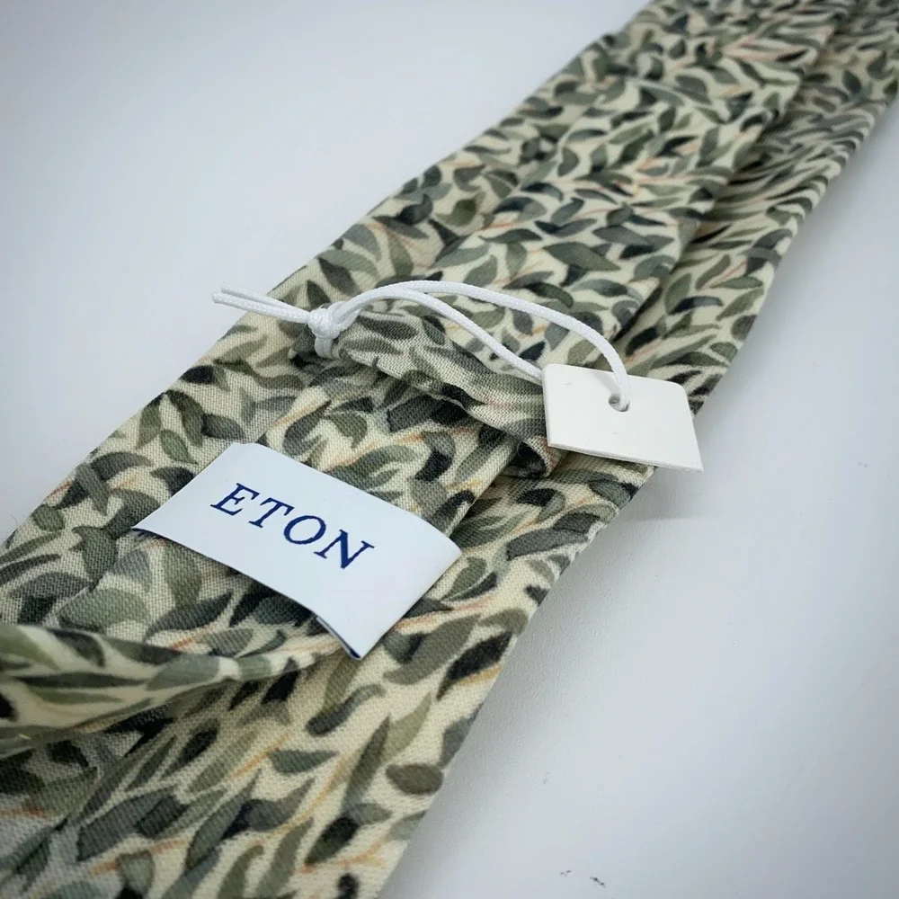 Eton Tie Mens One Size Colorful Leaf‎ Print Wool Classic Necktie Italy Made
